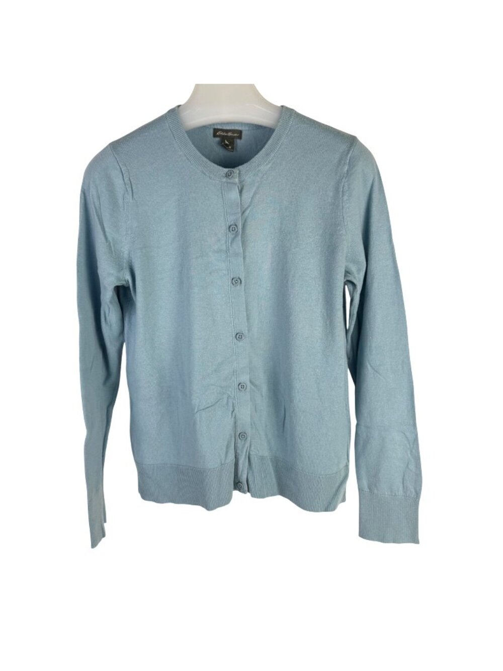 Eddie Bauer Crewneck Cardigan Long-Sleeve Cotton-Blend Blue Size M
